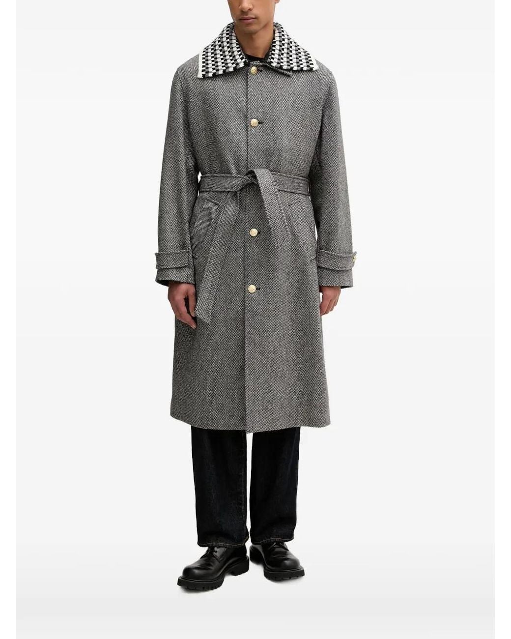 Drole de Monsieur Gray Manteau Ceinturé À Carreaux for men