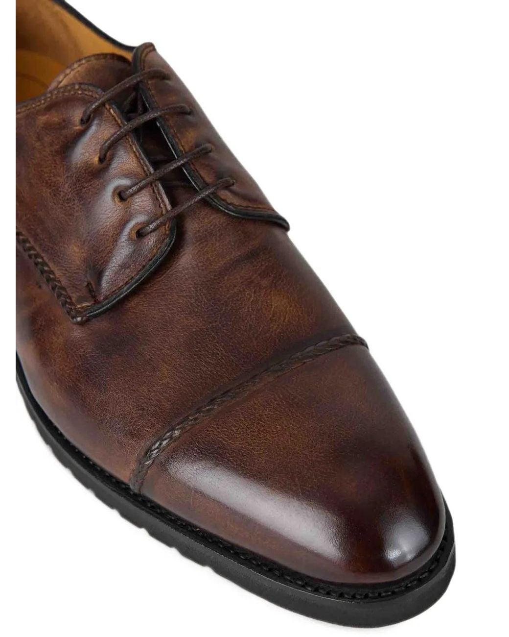 Bontoni Brown D'Amore Cap-Toe Derby Shoes for men