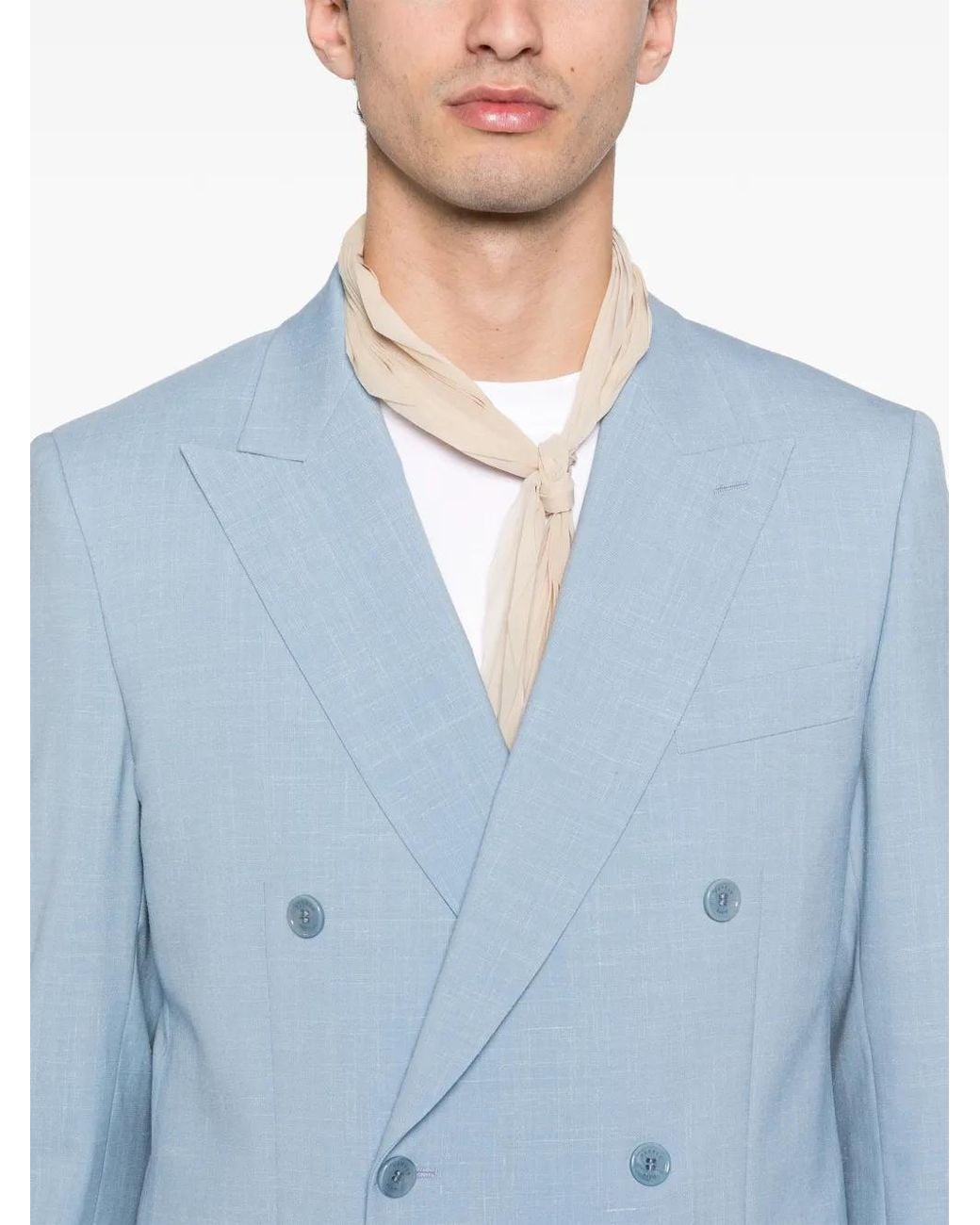 Fursac Blue Button Fastening Wool Suit for men