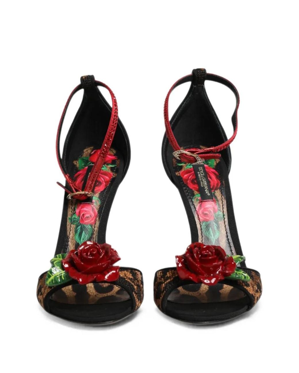 Dolce & Gabbana Brown Leopard-Print Crystal-Embellished Sandals