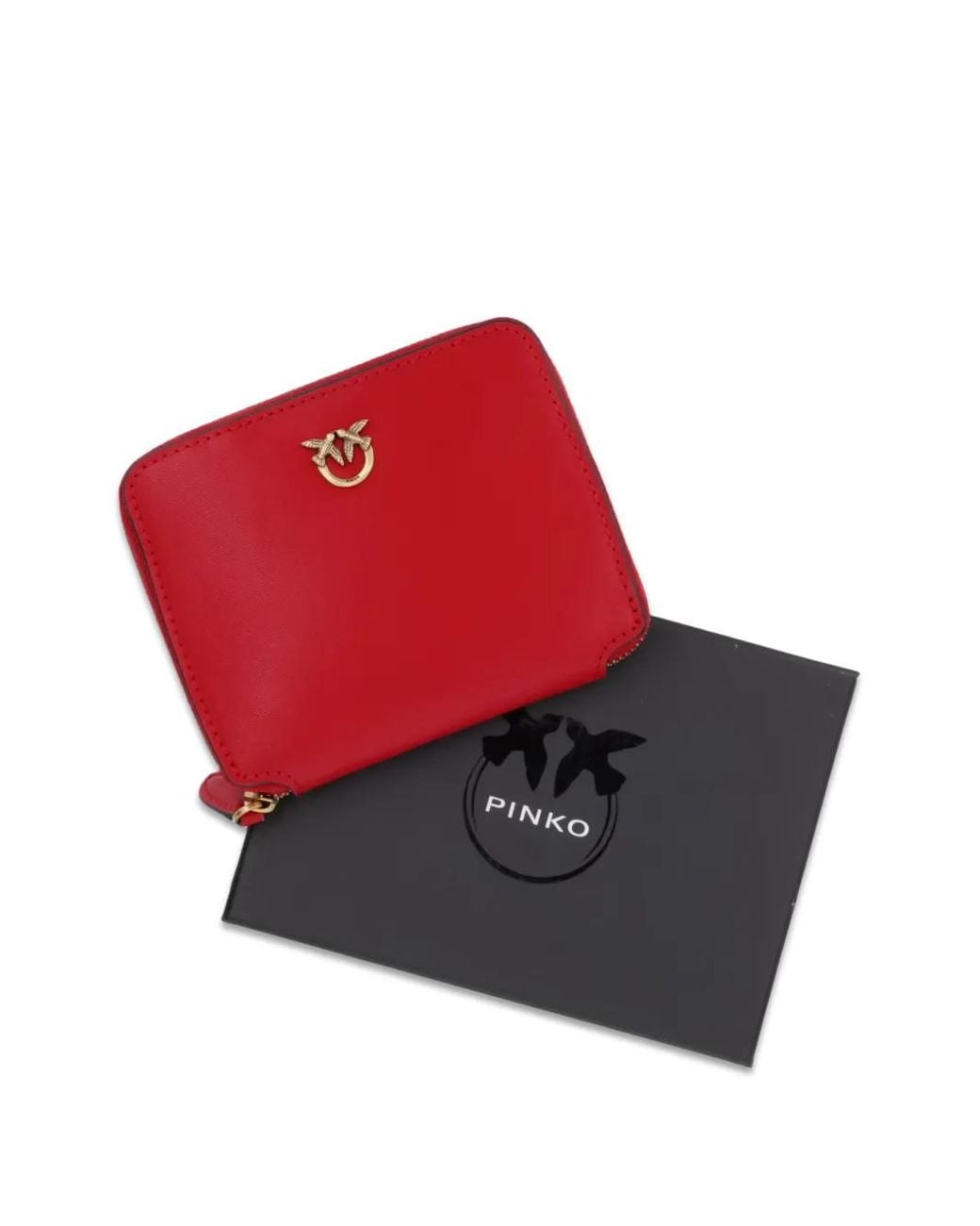Pinko Red Love Birds Zip-Around Wallet