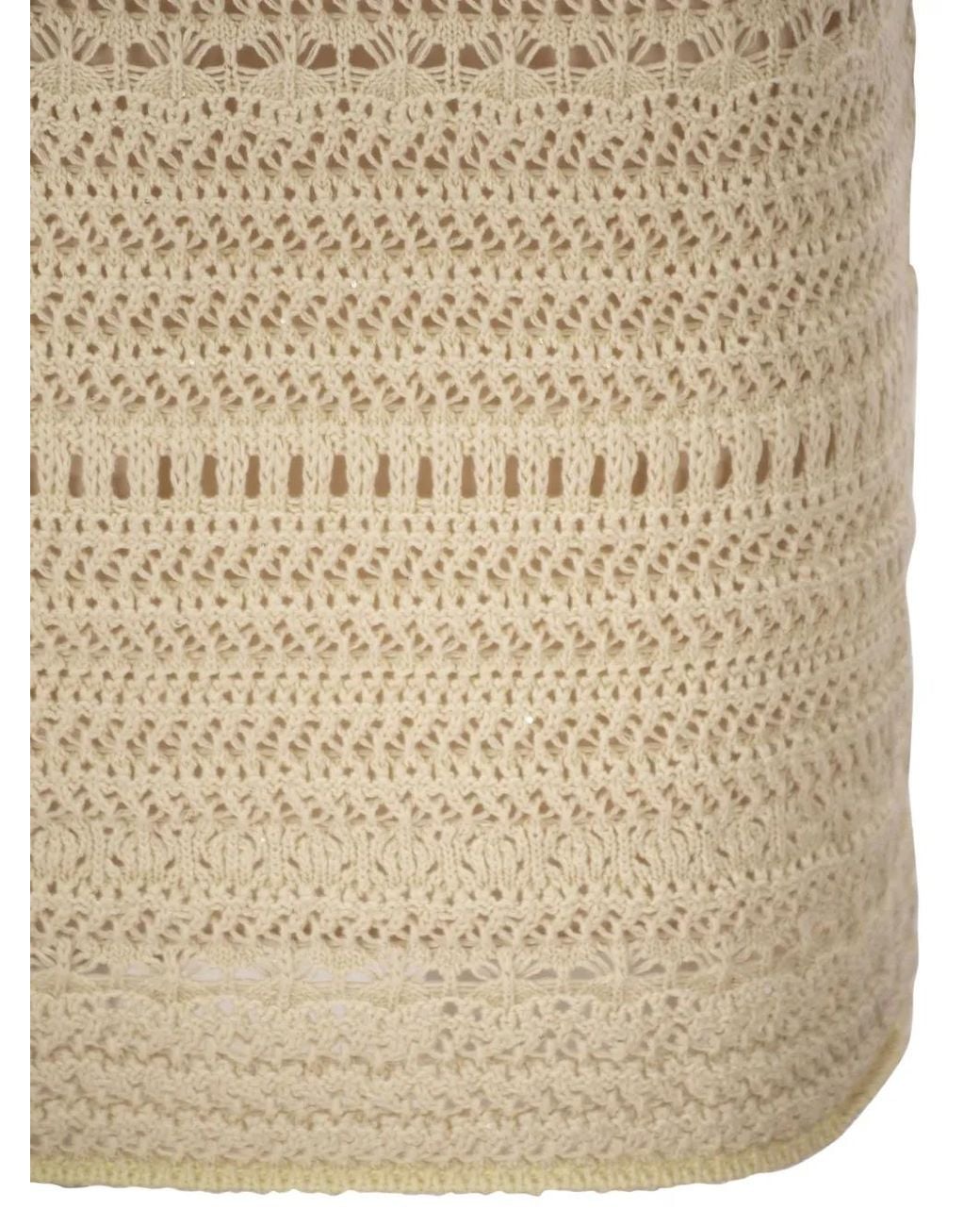 Fabiana Filippi Natural Crochet-Pattern Midi Skirt
