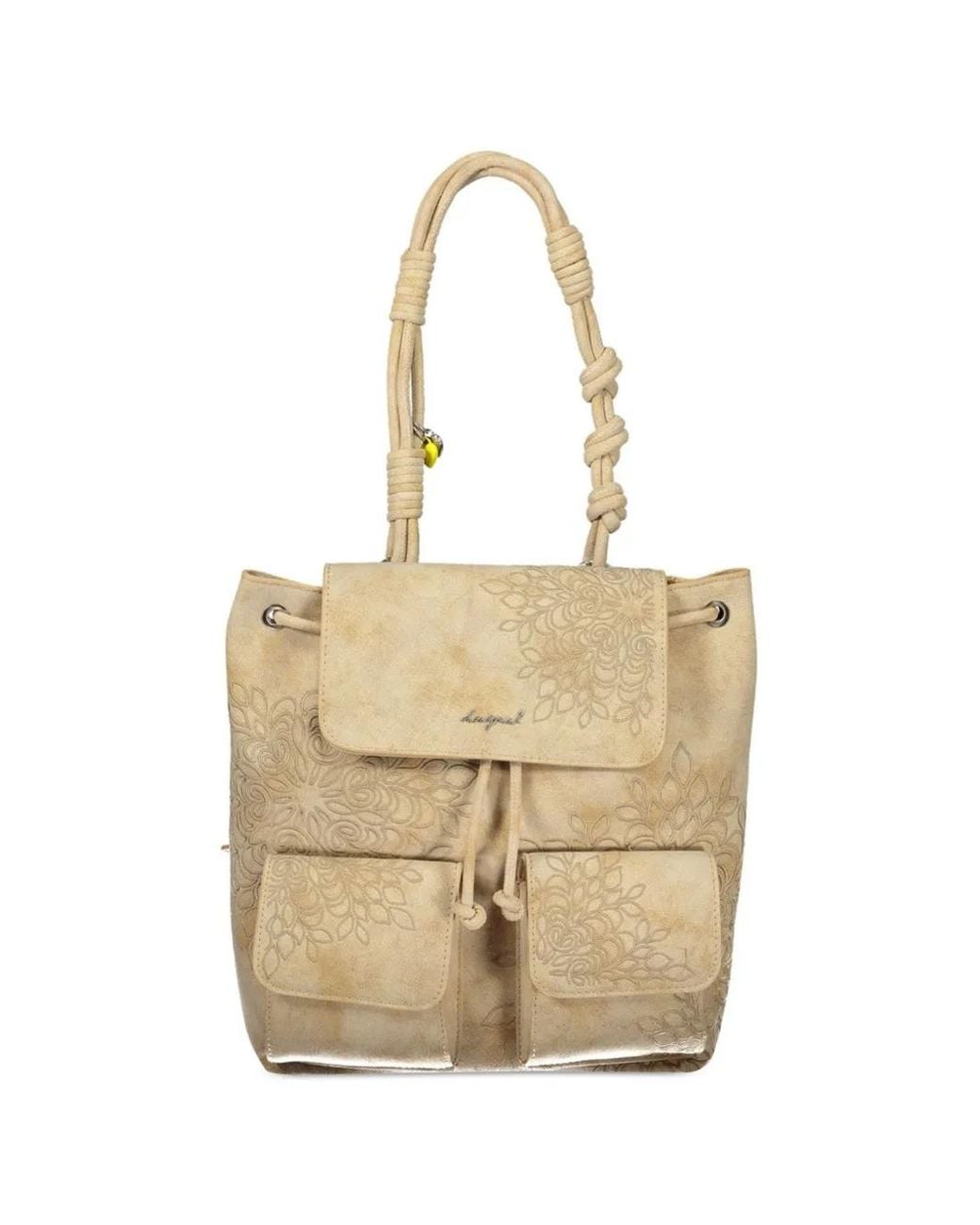 Desigual Natural Mandala-Embroidered Knotted Backpack
