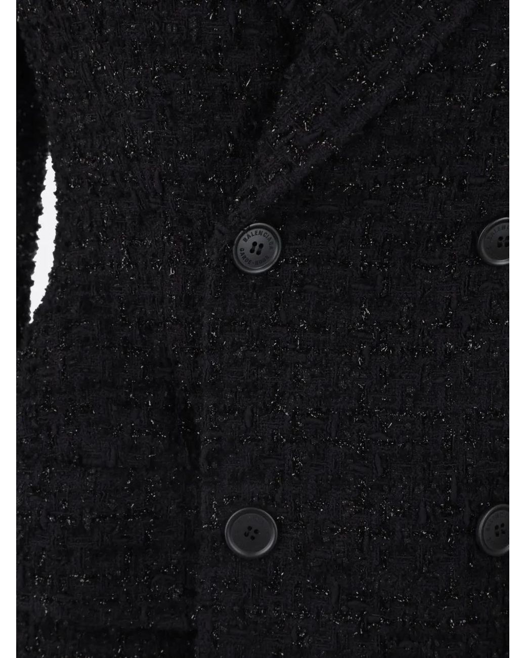 Balenciaga Black Hourglass Tweed Blazer