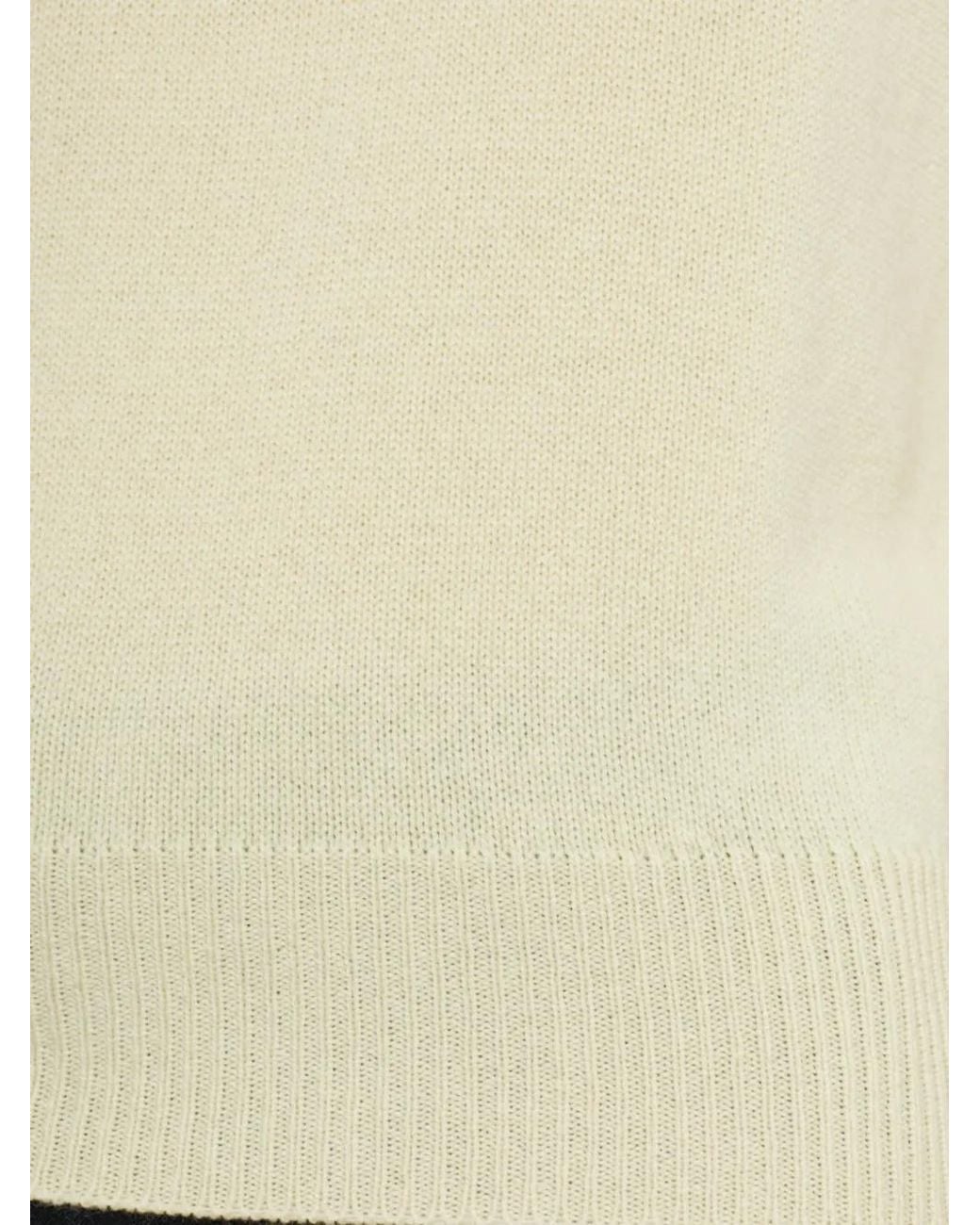 Ferragamo White Short-Sleeve Cashmere Sweater