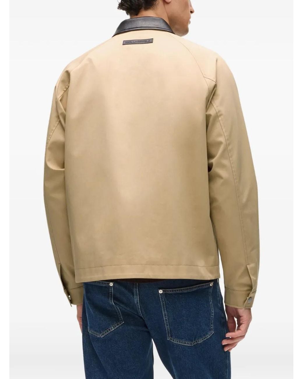 Karl Lagerfeld Natural Faux-Leather Collar Lightweight Jacket for men