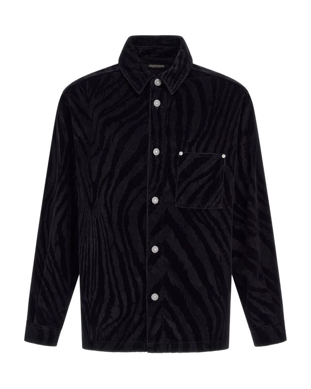 Roberto Cavalli Blue Zebra-Print Shirt for men