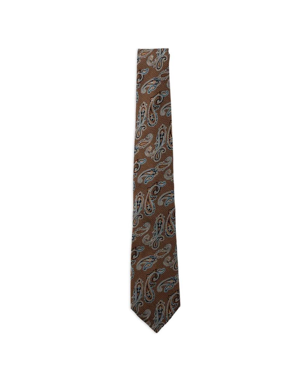 Etro White Paisley-Pattern Silk Tie for men
