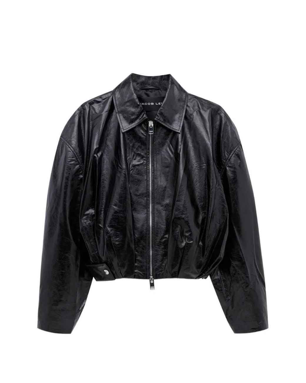 JACOB LEE Black Leather Bomber Jacket