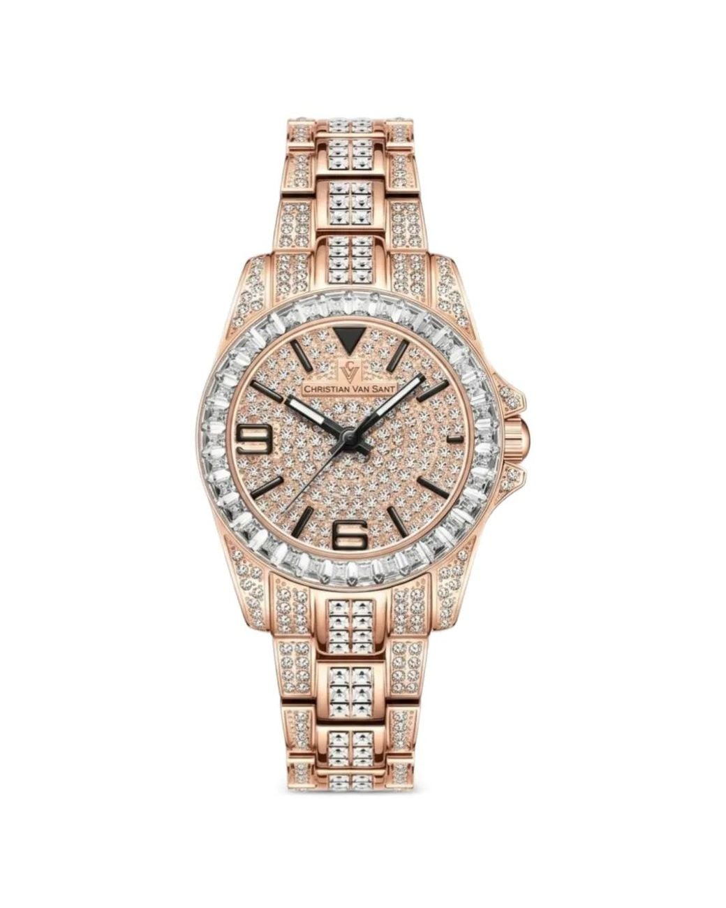 Christian Van Sant Metallic Majestic Crystal-Embellished 31Mm Watch