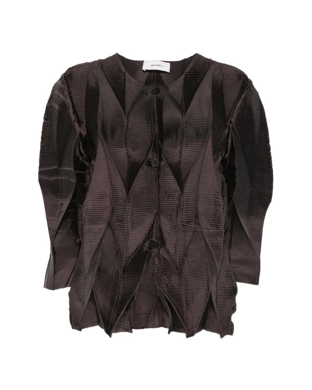 MEIMEIJ Black Plissé-Effect Geometric Jacket