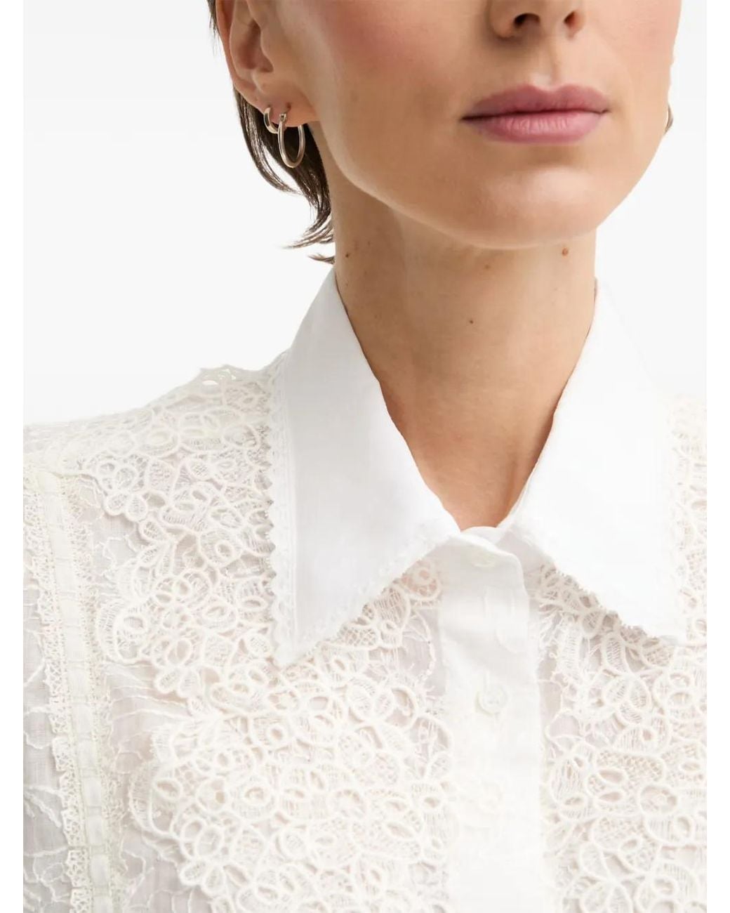 Ermanno Scervino White Lace-Panelled Oversized Shirt