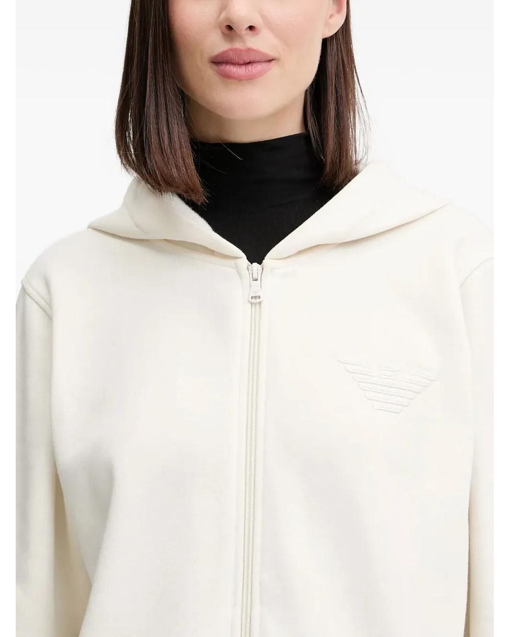 Emporio Armani White Zip-Up Hoodie