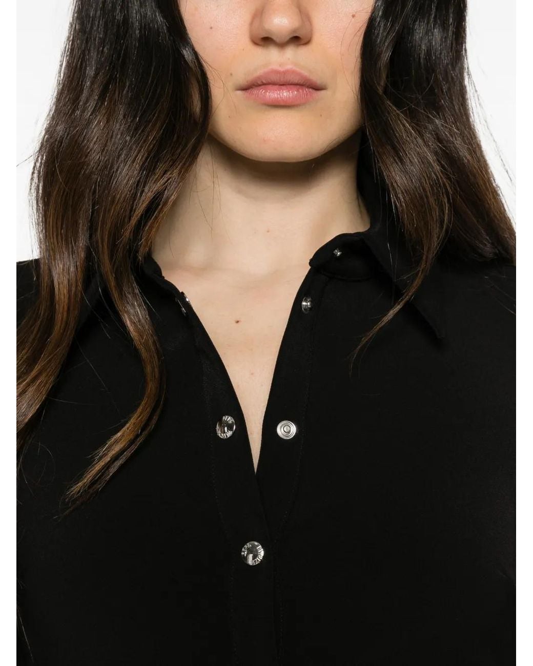 Patrizia Pepe Black Ruched Shirt Mini Dress