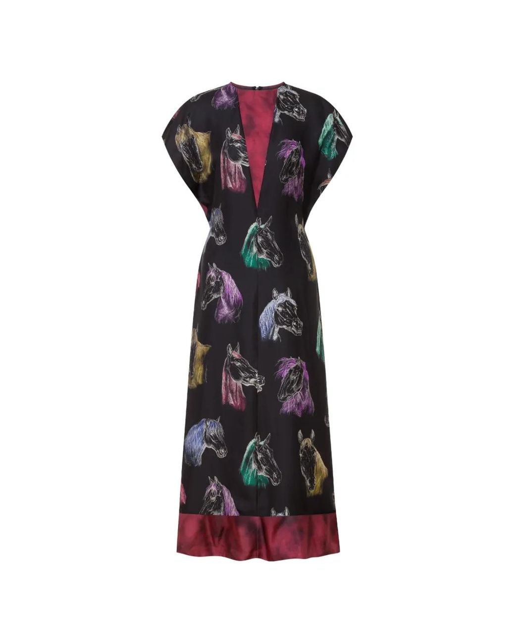 Moschino Black Robe À Imprimé Cheval Et Empiècements