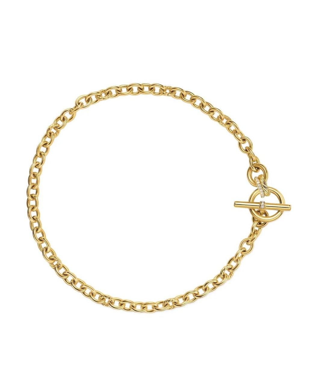 David Yurman Metallic 18K Dy Mercer Petite Toggle Chain Diamond Necklace