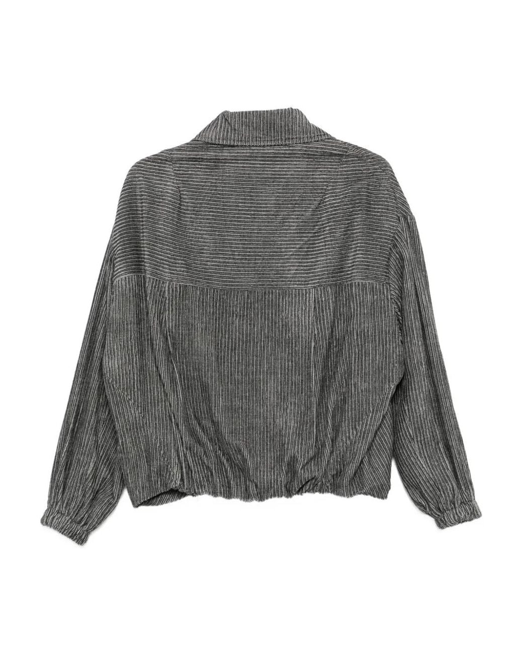 Alysi Gray Corduroy Zip-Up Jacket