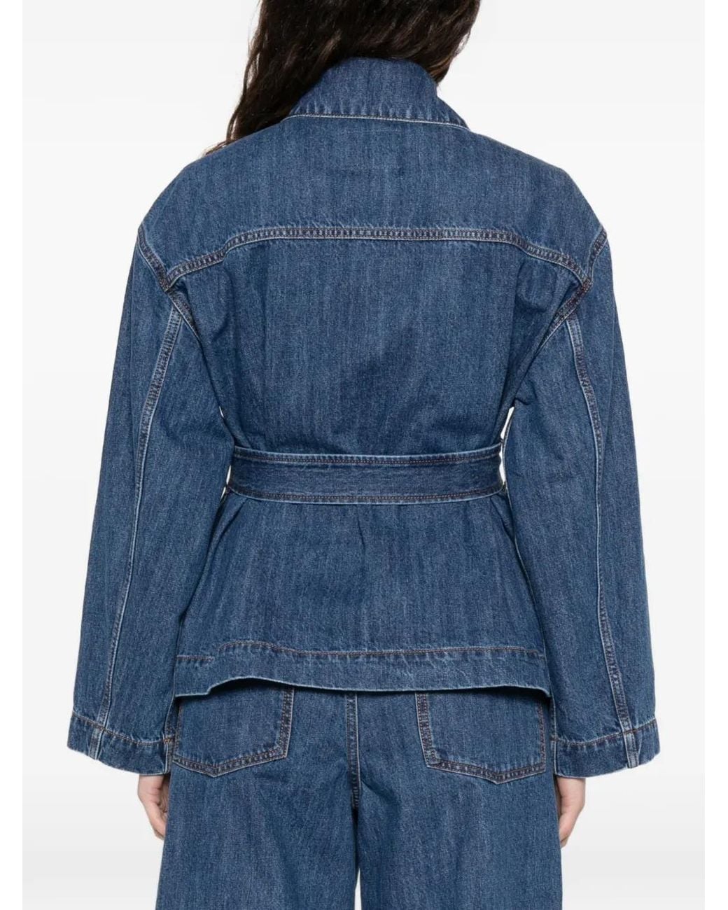 P.A.R.O.S.H. Blue Cojin Belted Denim Jacket