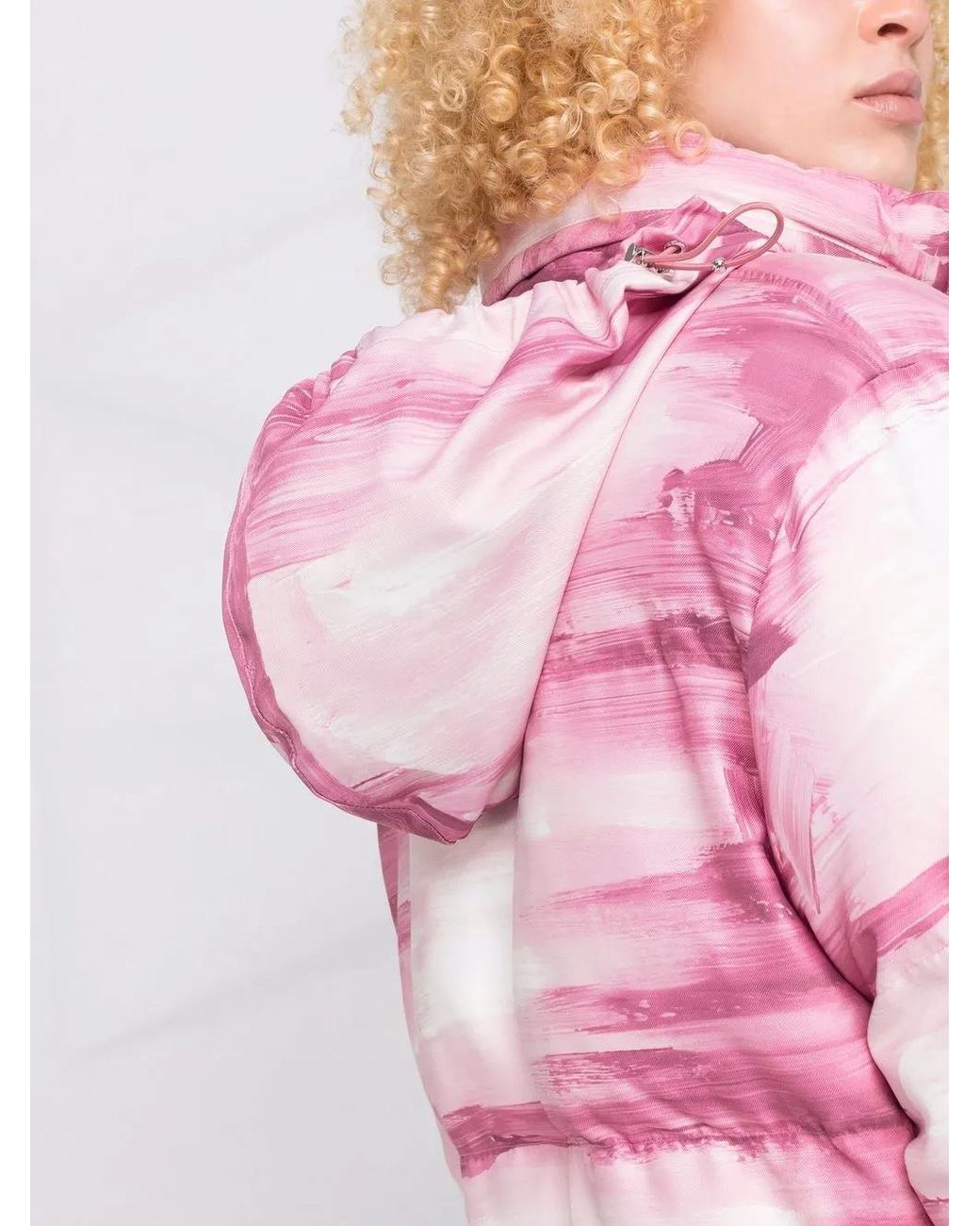 Moschino Pink Brushstroke-Print Puffer Jacket