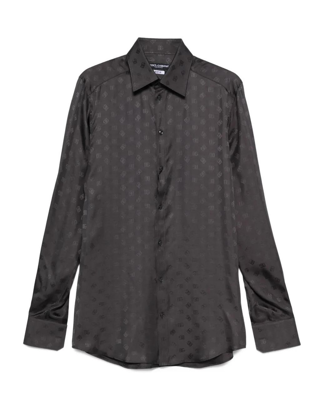 Dolce & Gabbana Gray Silk Shirt With Monogram for men
