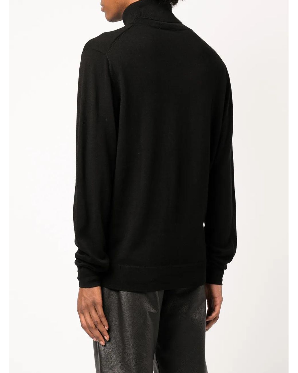 ROMEO HUNTE Black Roll-Neck Fitted Jumper