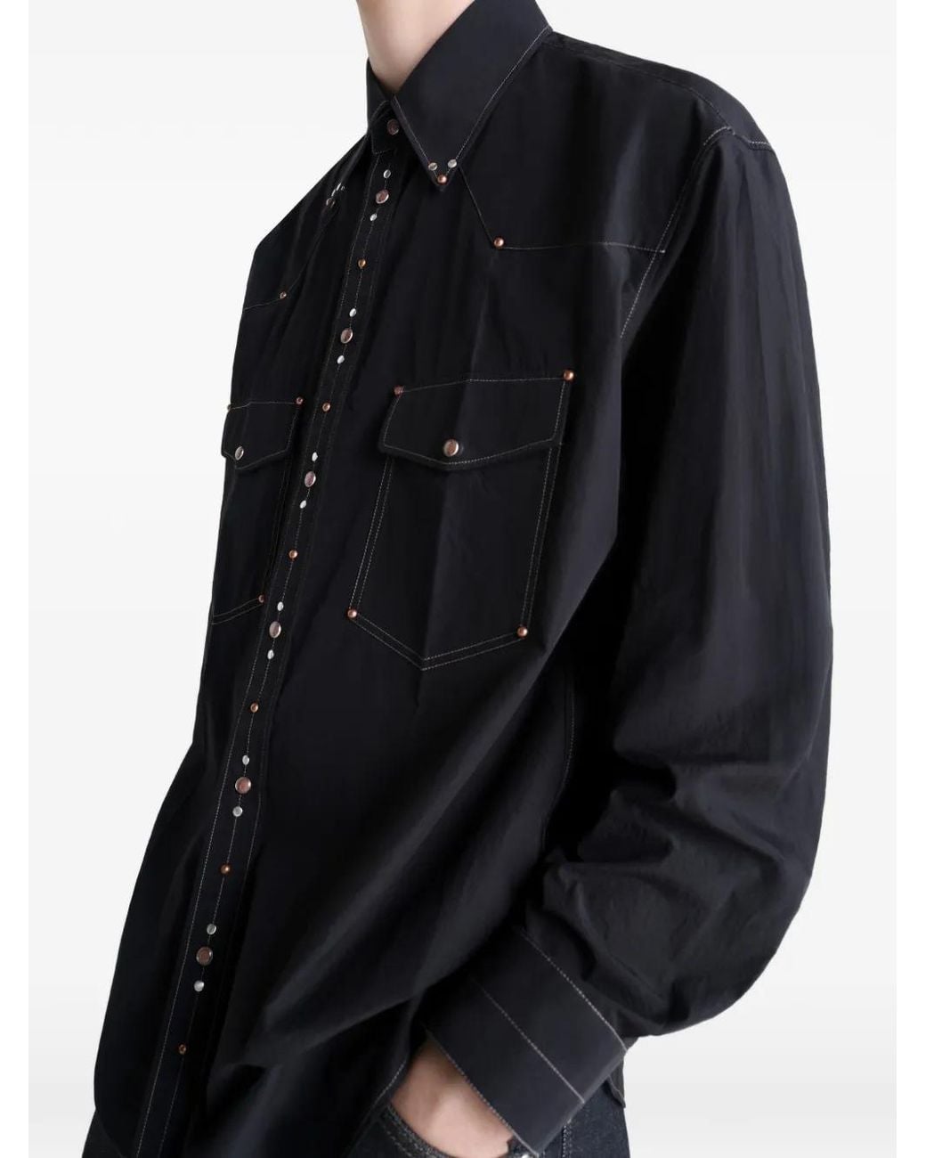 Lemaire Blue Shirt With Studs for men