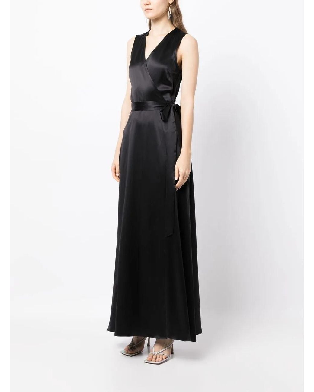 Voz Black Frontward Wrap Dress