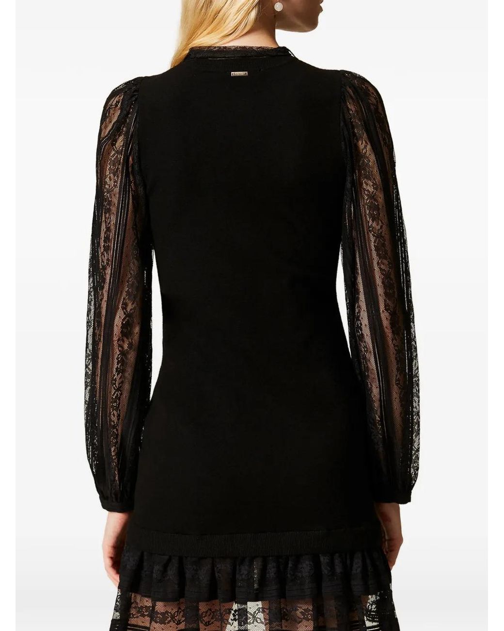 Twinset Black Lace Short Knit Dress