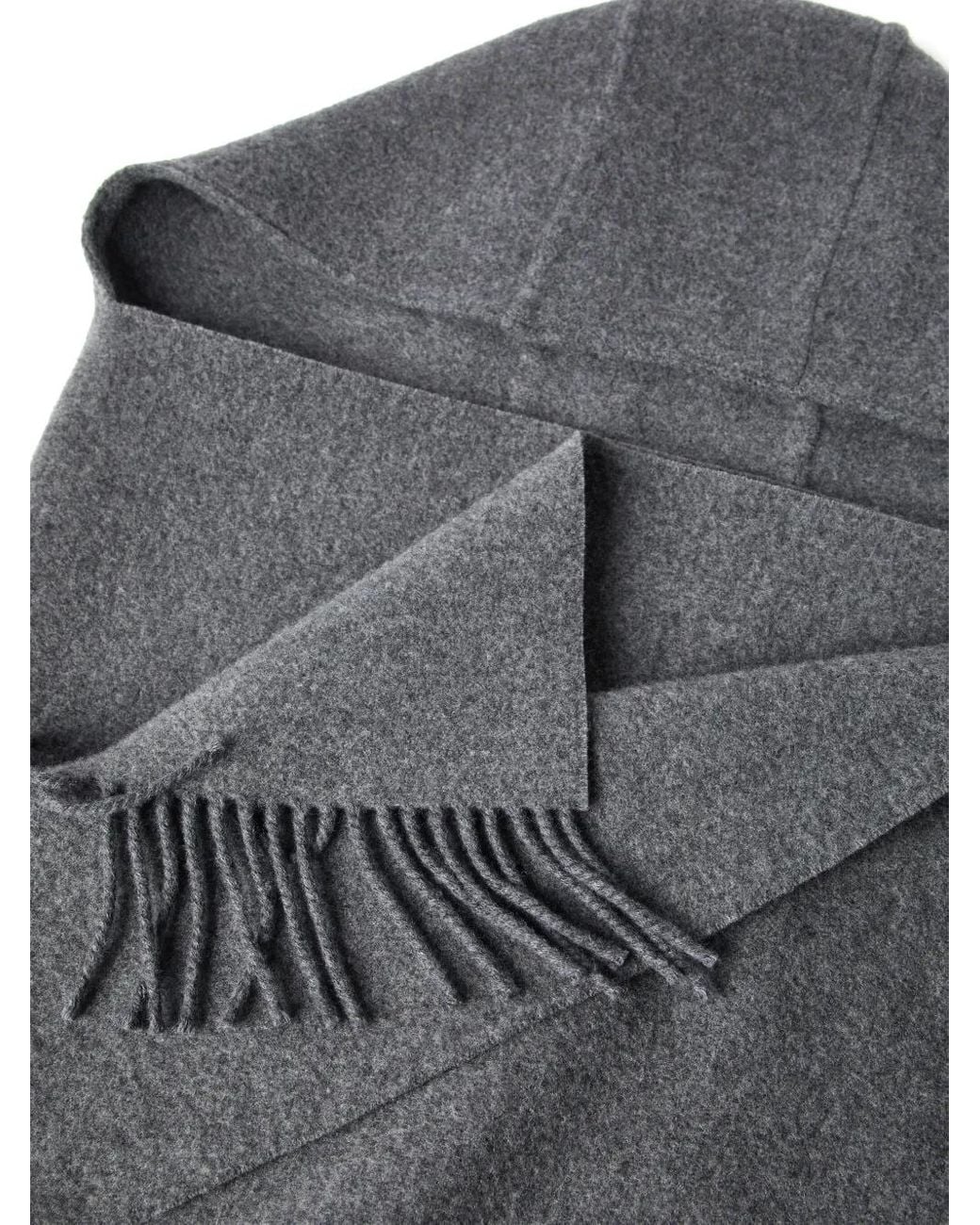 Brunello Cucinelli Gray Wool-Cashmere Hooded Scarf