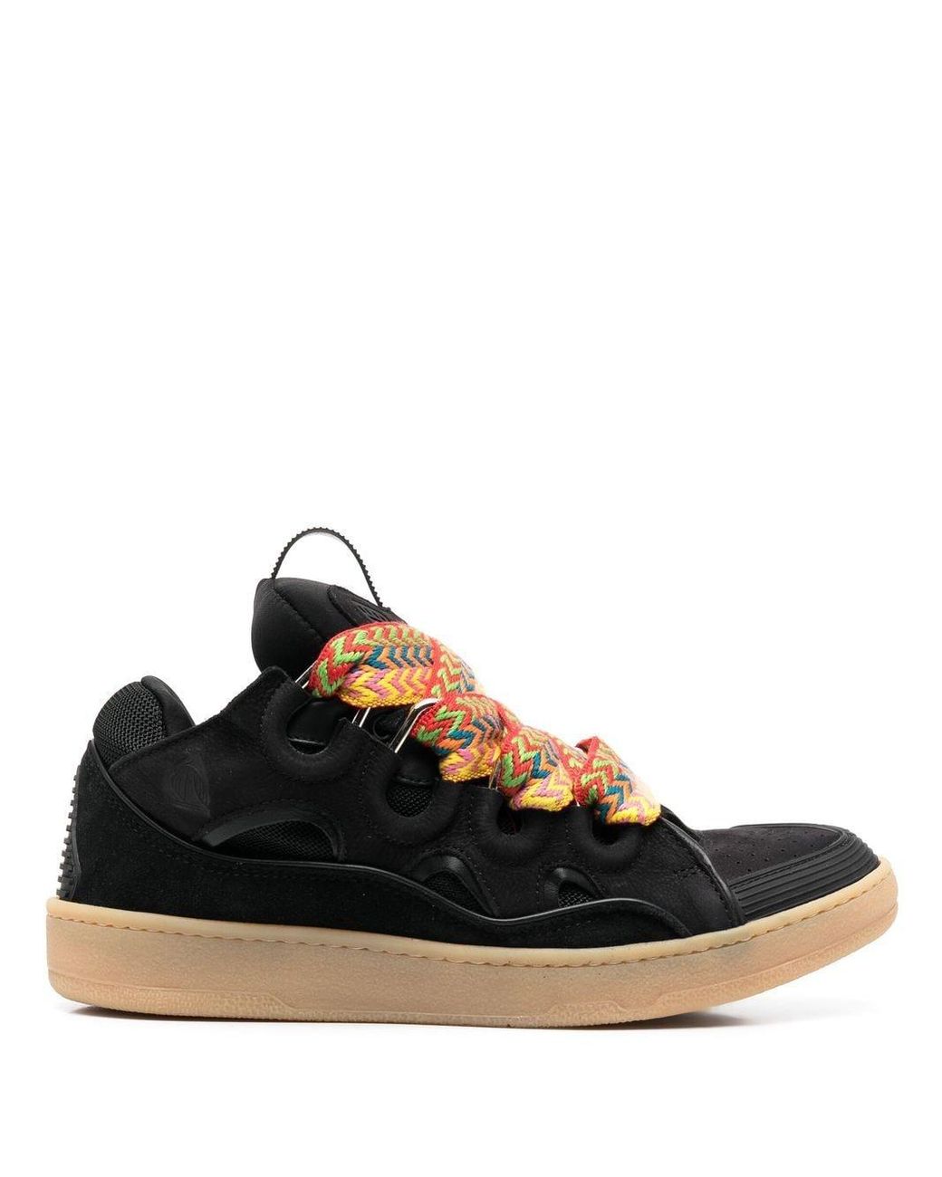 Lanvin Leather Contrasting-laces Low-top Sneakers in Black for Men | Lyst