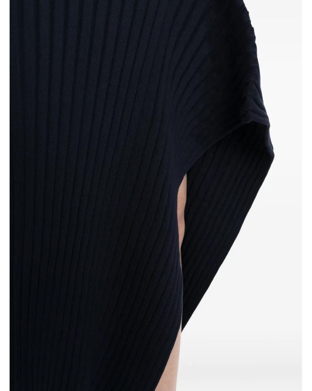 Stella McCartney Blue Ribbed Cotton Midi Dress