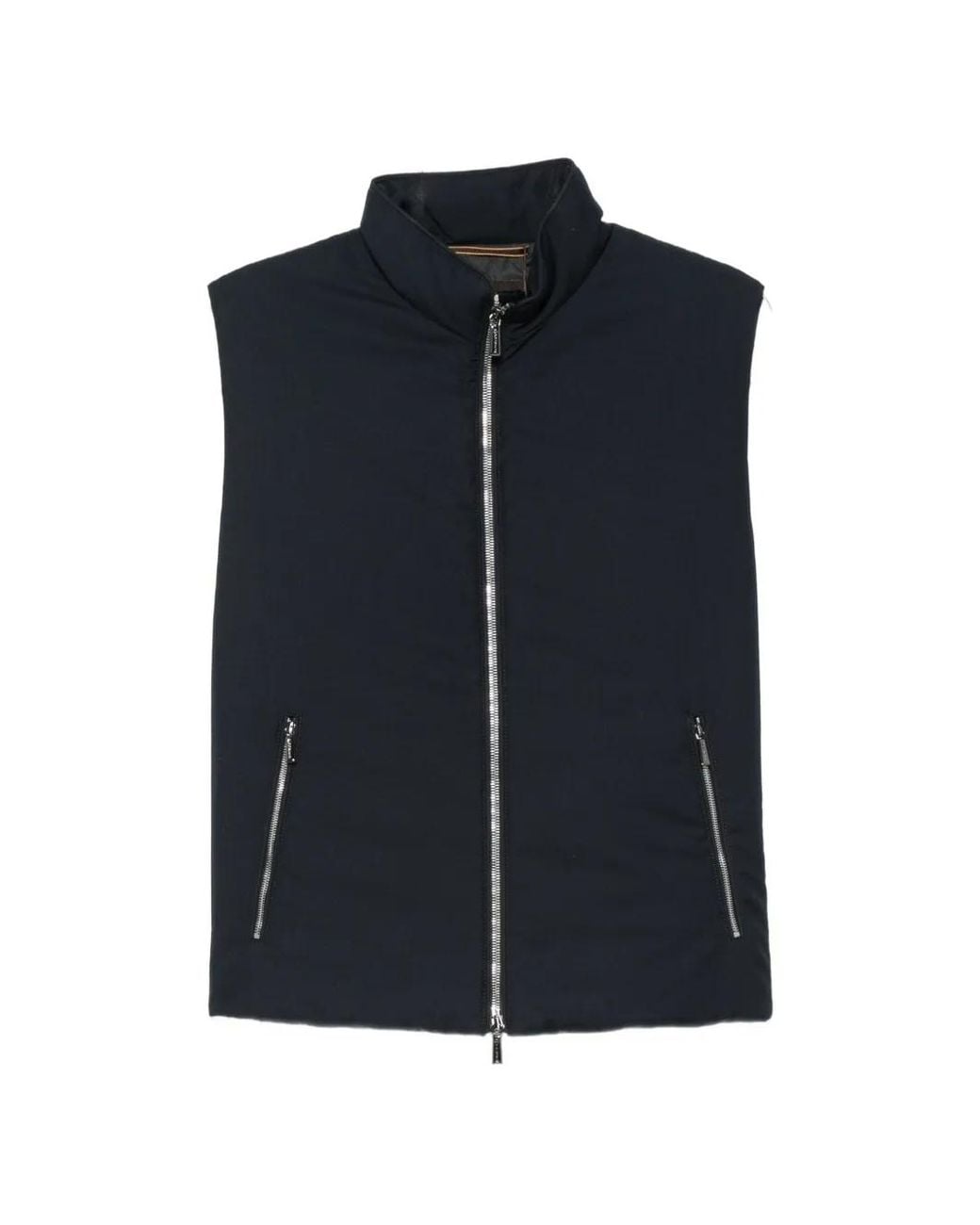 Moorer Blue High-Neck Zip-Up Gilet for men