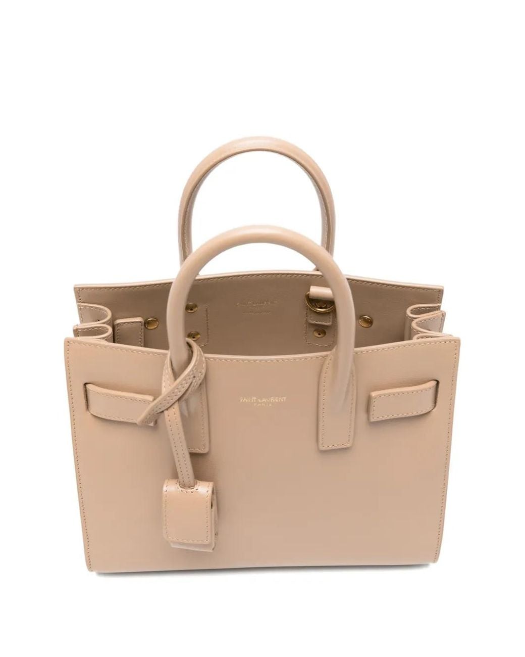 Bolso De Mano Con Charm Y Asa En La Parte Superior Saint Laurent de color Natural