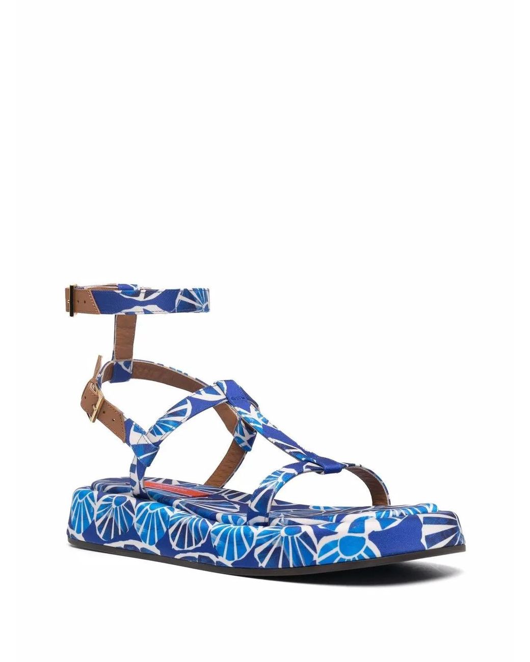 LaDoubleJ Blue Jazzy Seashell-Print Sandals