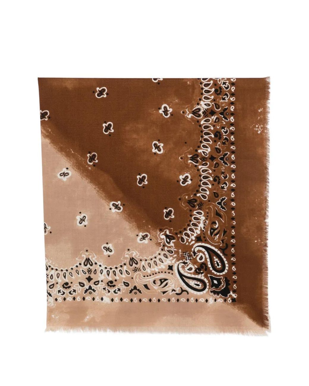 Destin Brown Paisley-Print Frayed-Detail Scarf