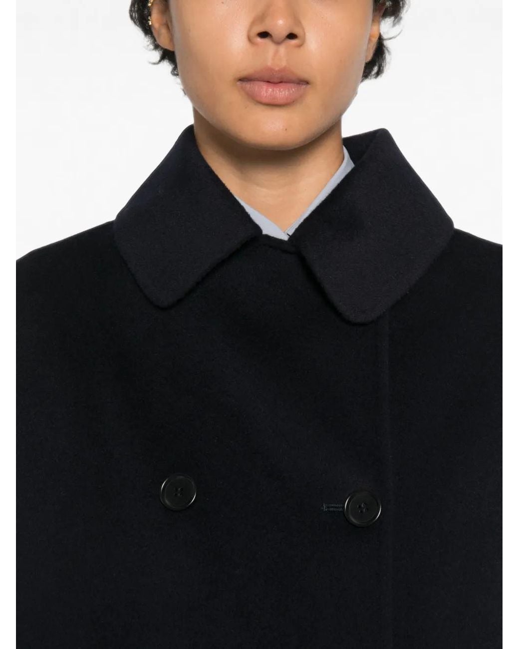 Aspesi Black Double-Breasted Button-Up Coat