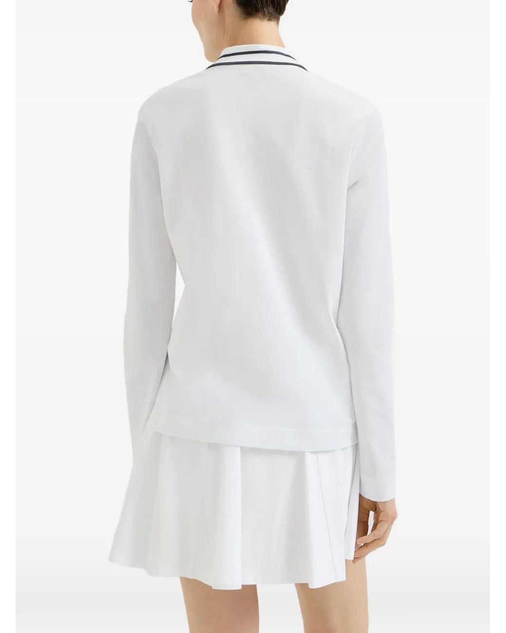Brunello Cucinelli White Stretch Cotton Piqué Polo Shirt With Logo