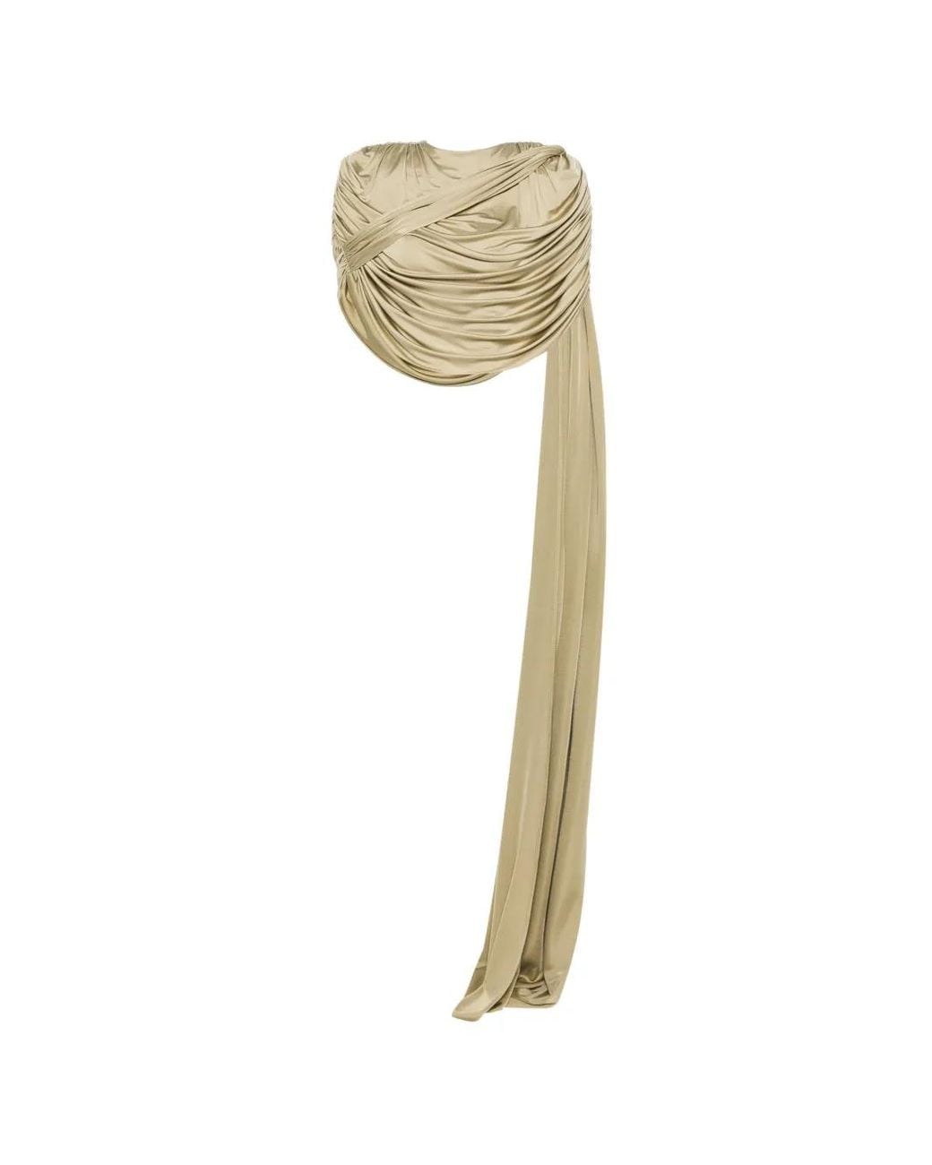 The New Arrivals Ilkyaz Ozel Metallic Draped-Detail Top