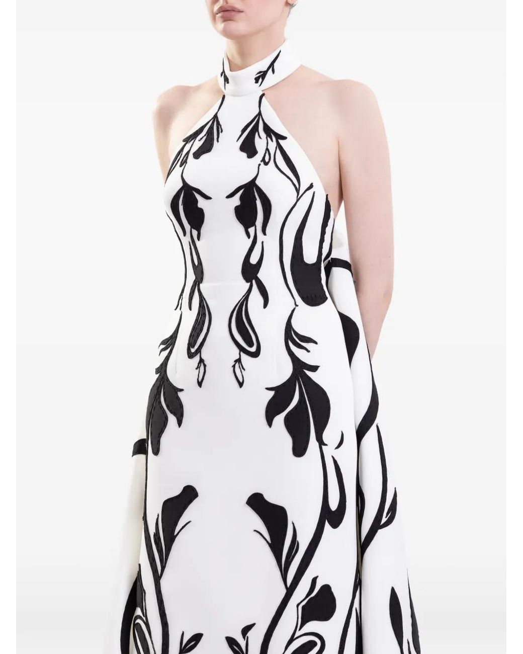 Saiid Kobeisy White Laser Cut Halter Neck Dress