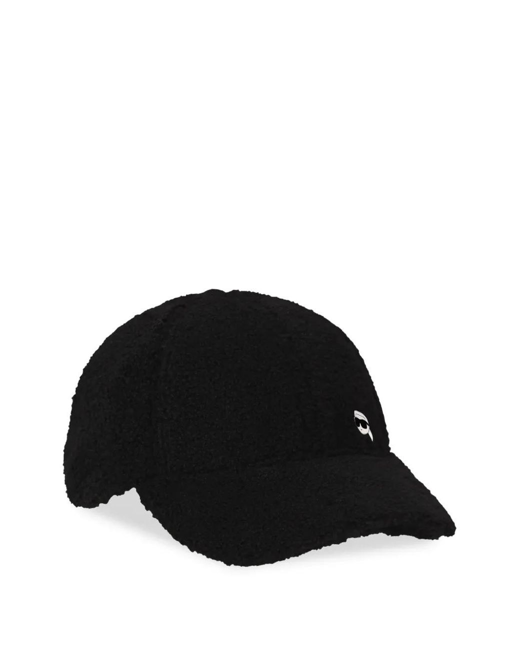 Karl Lagerfeld Black Casquette Ikon En Peau Lainée