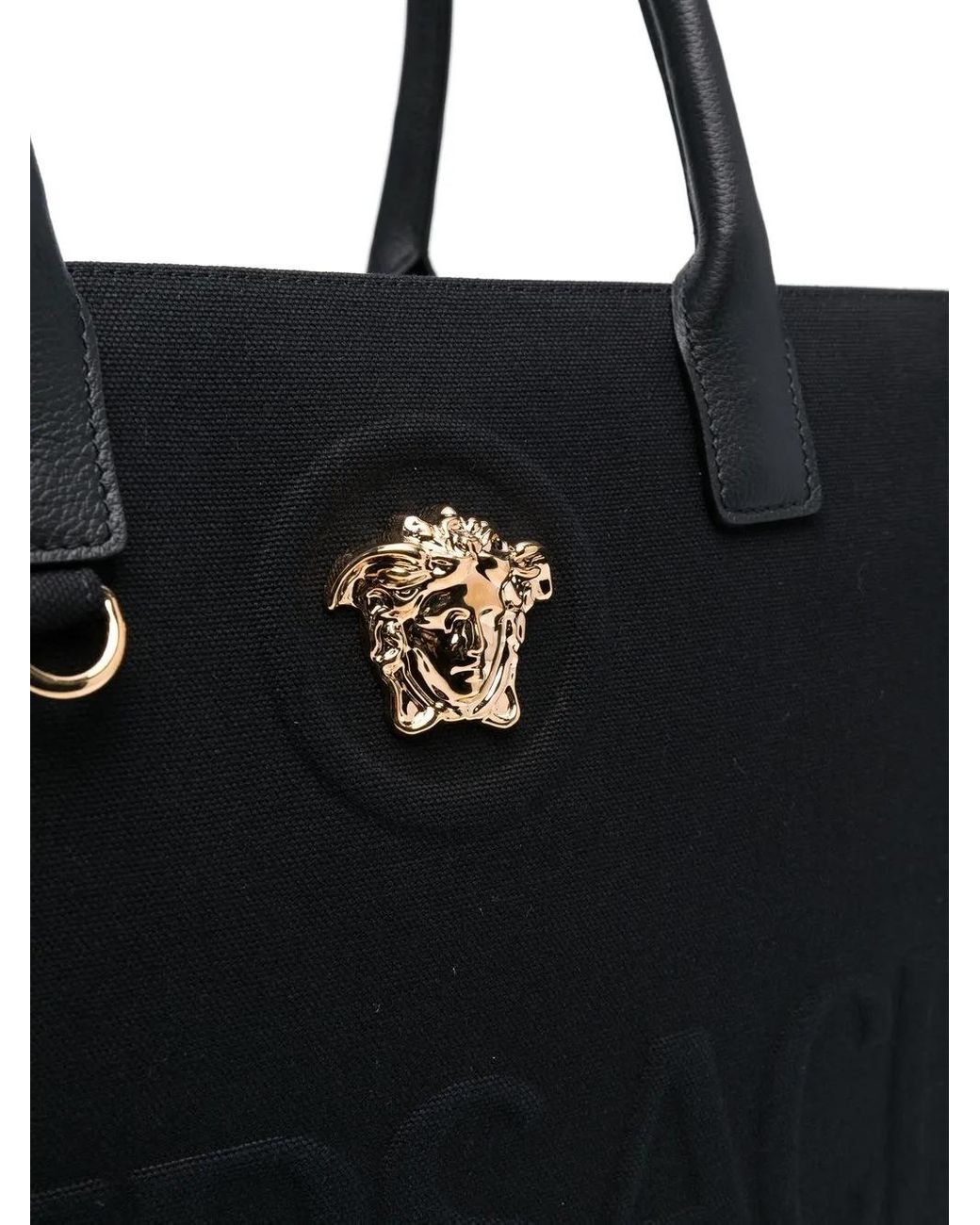 Versace Black La Medusa Canvas & Leather Tote