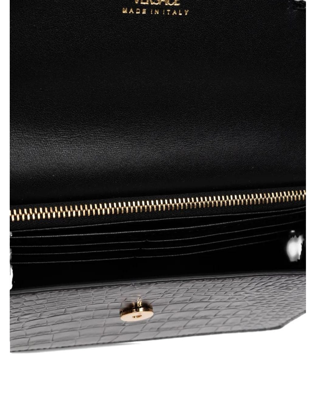 Versace Black Medusa '95 Croc-Effect Clutch Bag