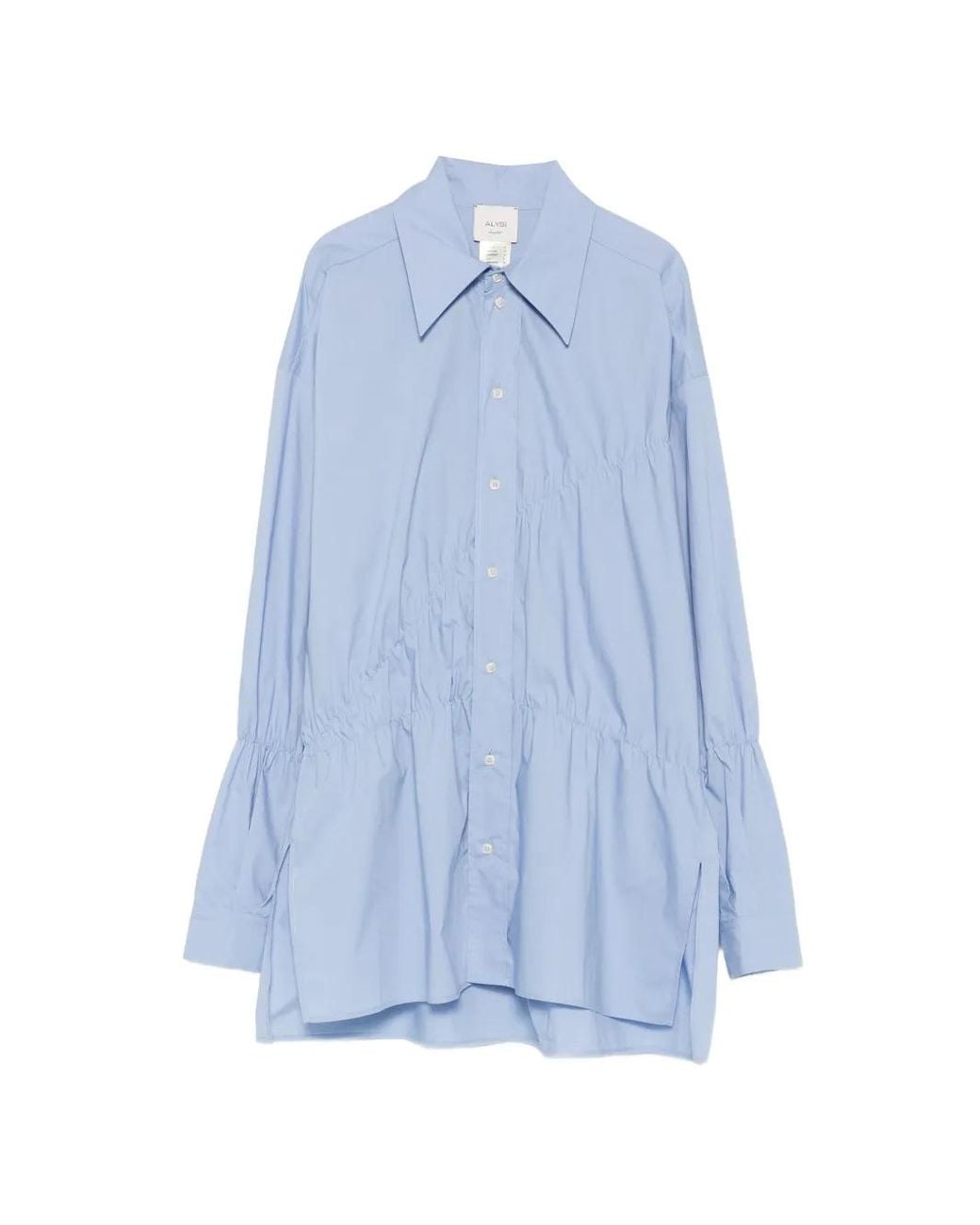 Alysi Blue Gathered Poplin Shirt