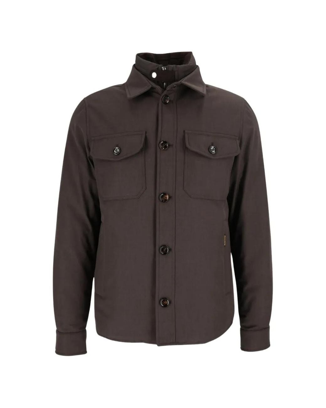 Moorer Gray Layered Button-Up Shirt Jacket for men