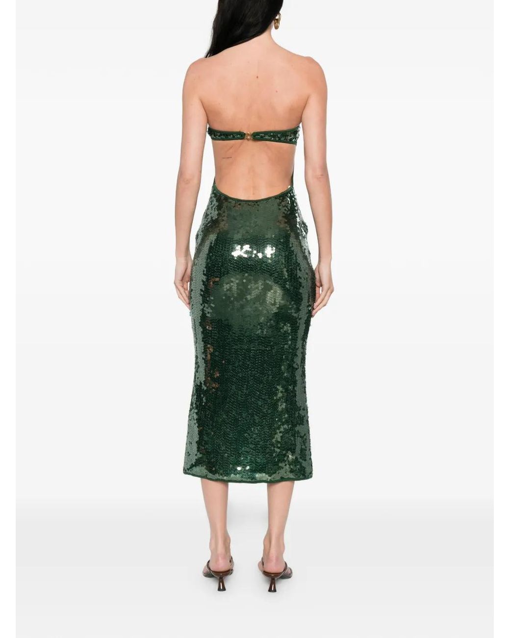 Oseree Green Sequins Midi Dress
