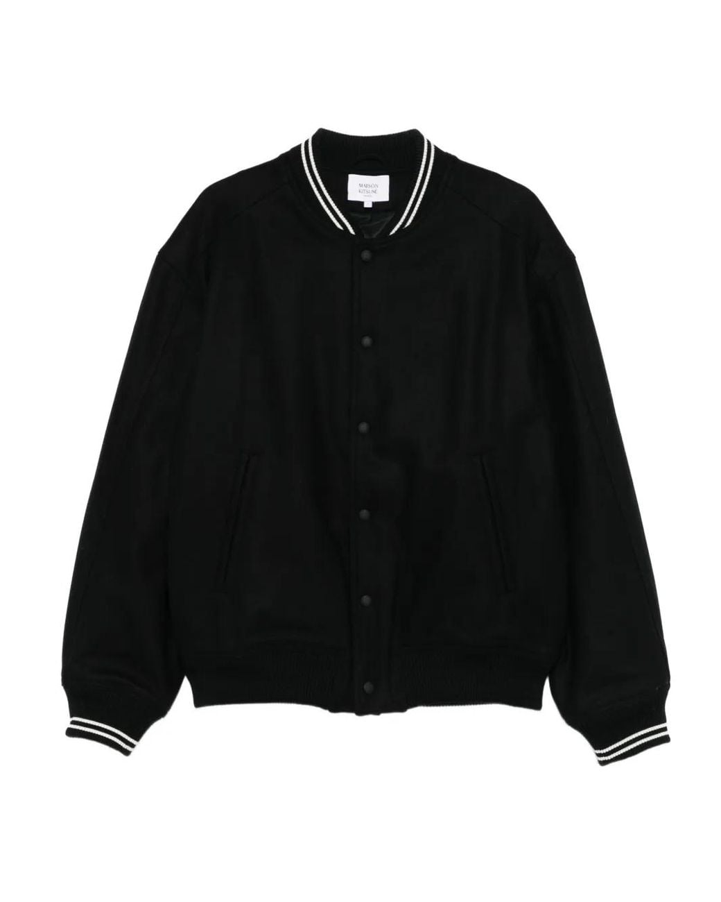 Maison Kitsuné Black Varsity Teddy Blouson for men