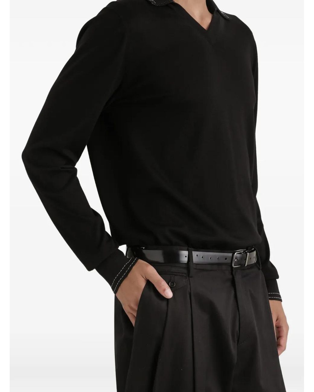 Dolce & Gabbana Black V-Neck Top for men