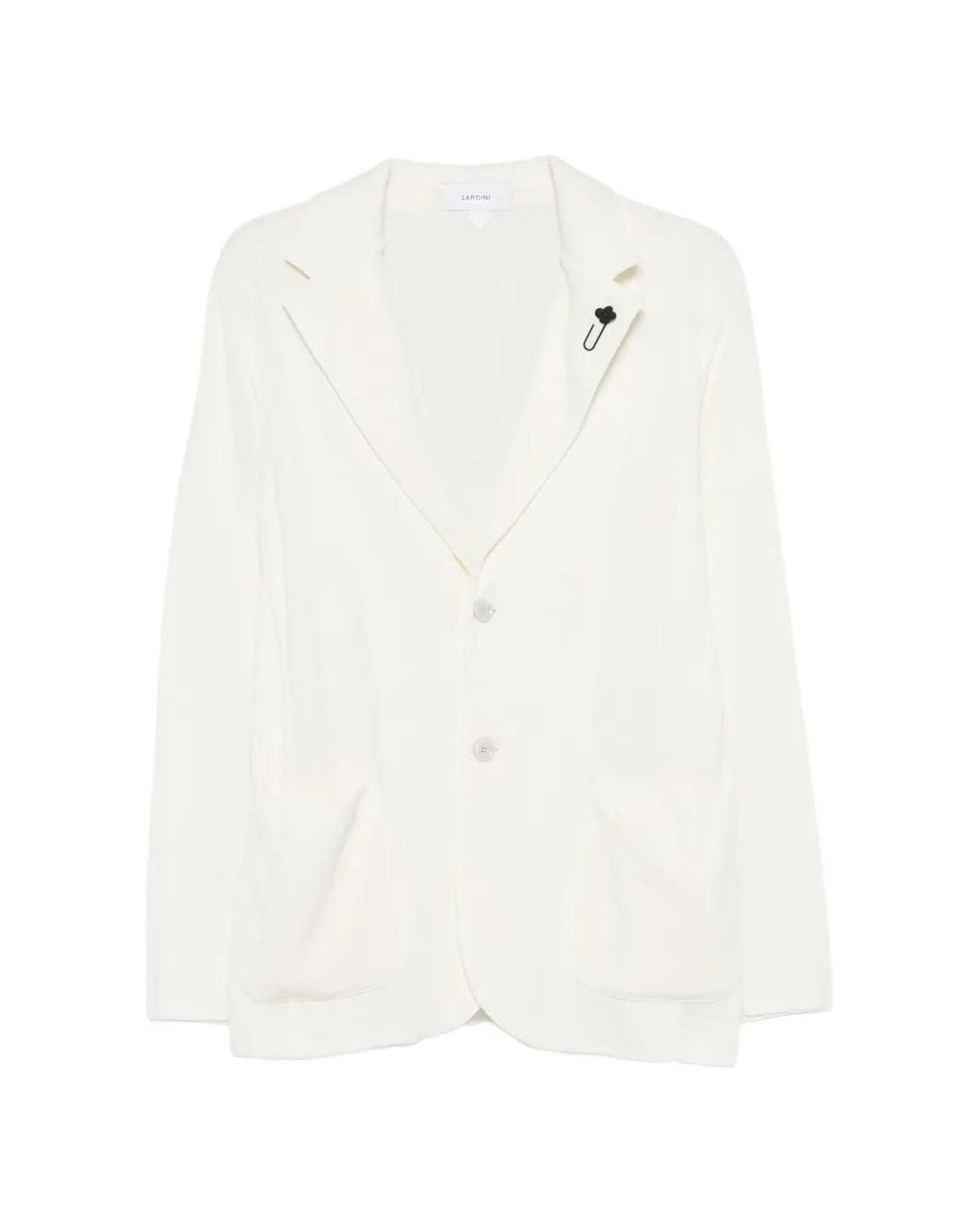 Lardini White Flower Brooch Jacket for men