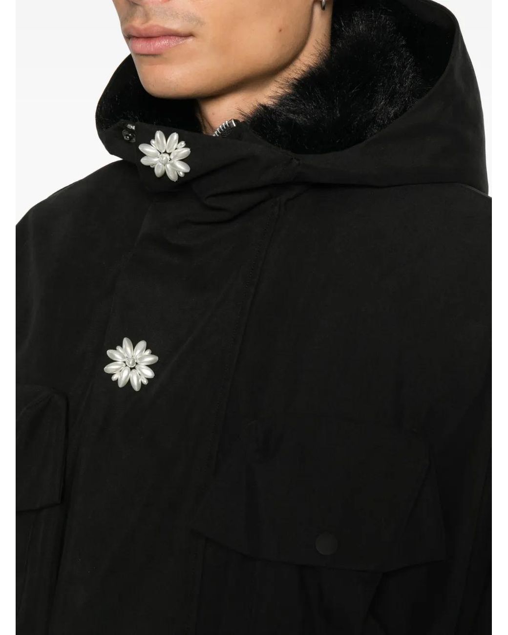 Simone Rocha Black Hooded Parka Coat