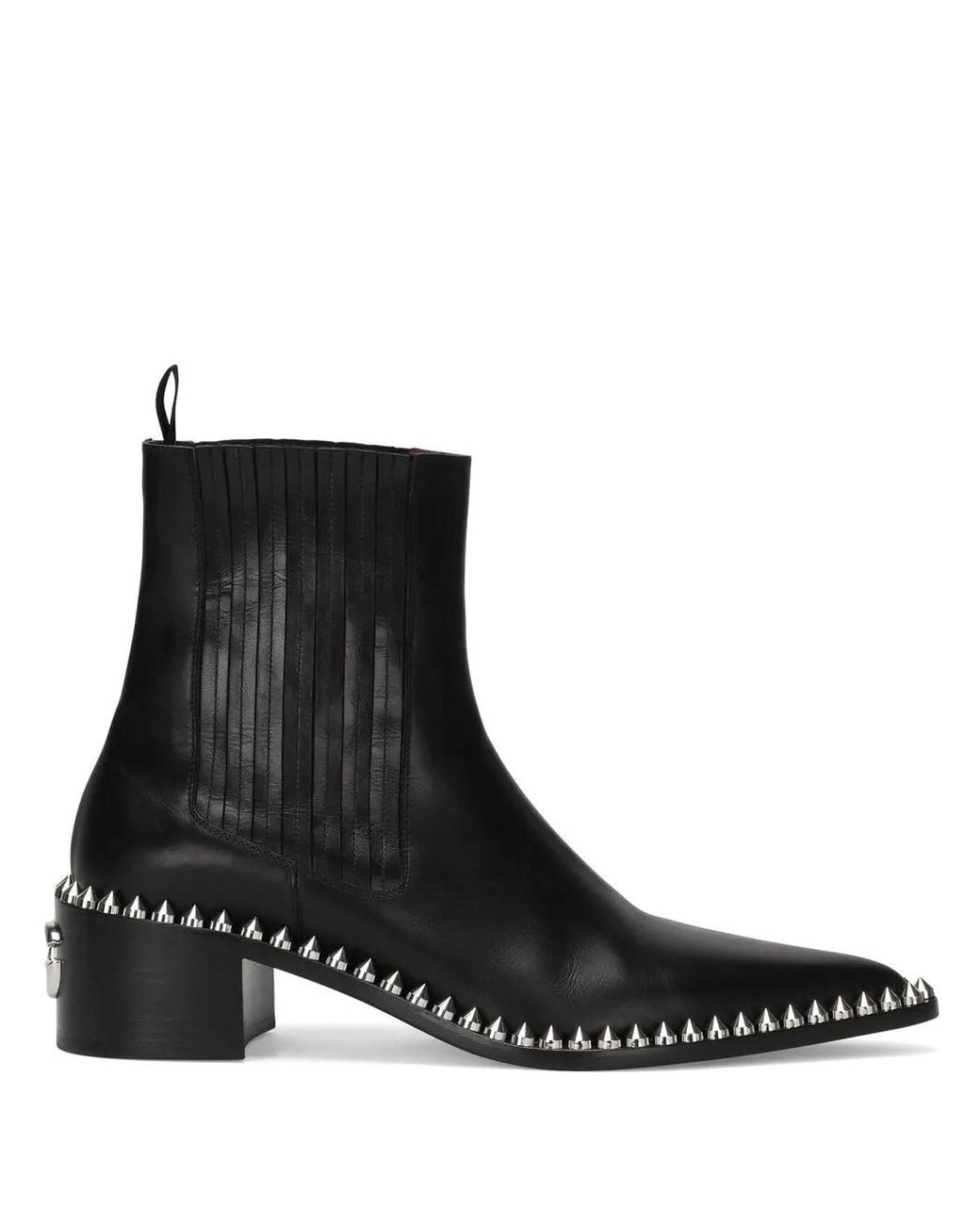 Dolce & Gabbana Black Studded Leather Biker Boots for men